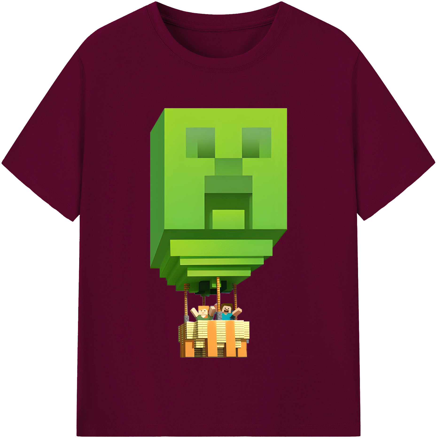 （画像用） マインクラフト ブロックの世界 Minecraft MC Block world レディースカジュアルプリントTシャツ（綿100％）